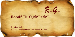 Rehák Győző névjegykártya